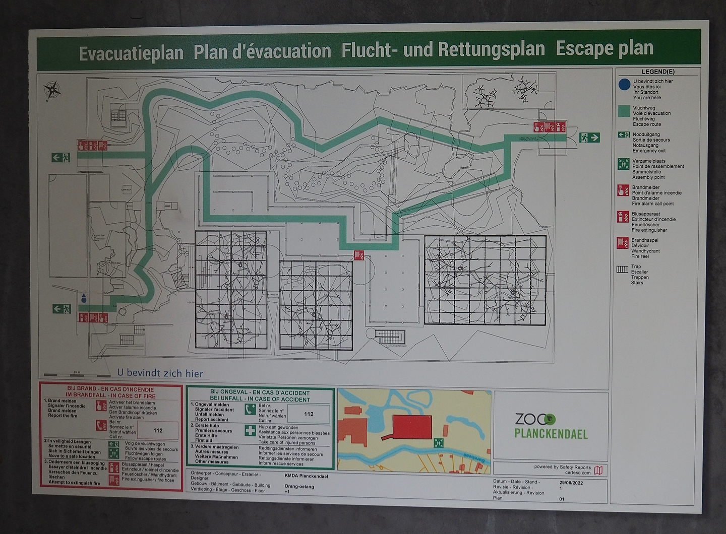Fire escape map of the orangutan greenhouse, 2022-07-16
