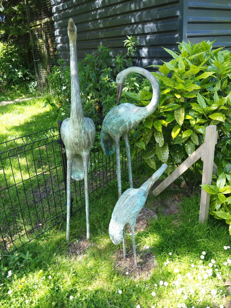 Flamingo and crane statues, 2019-06-01