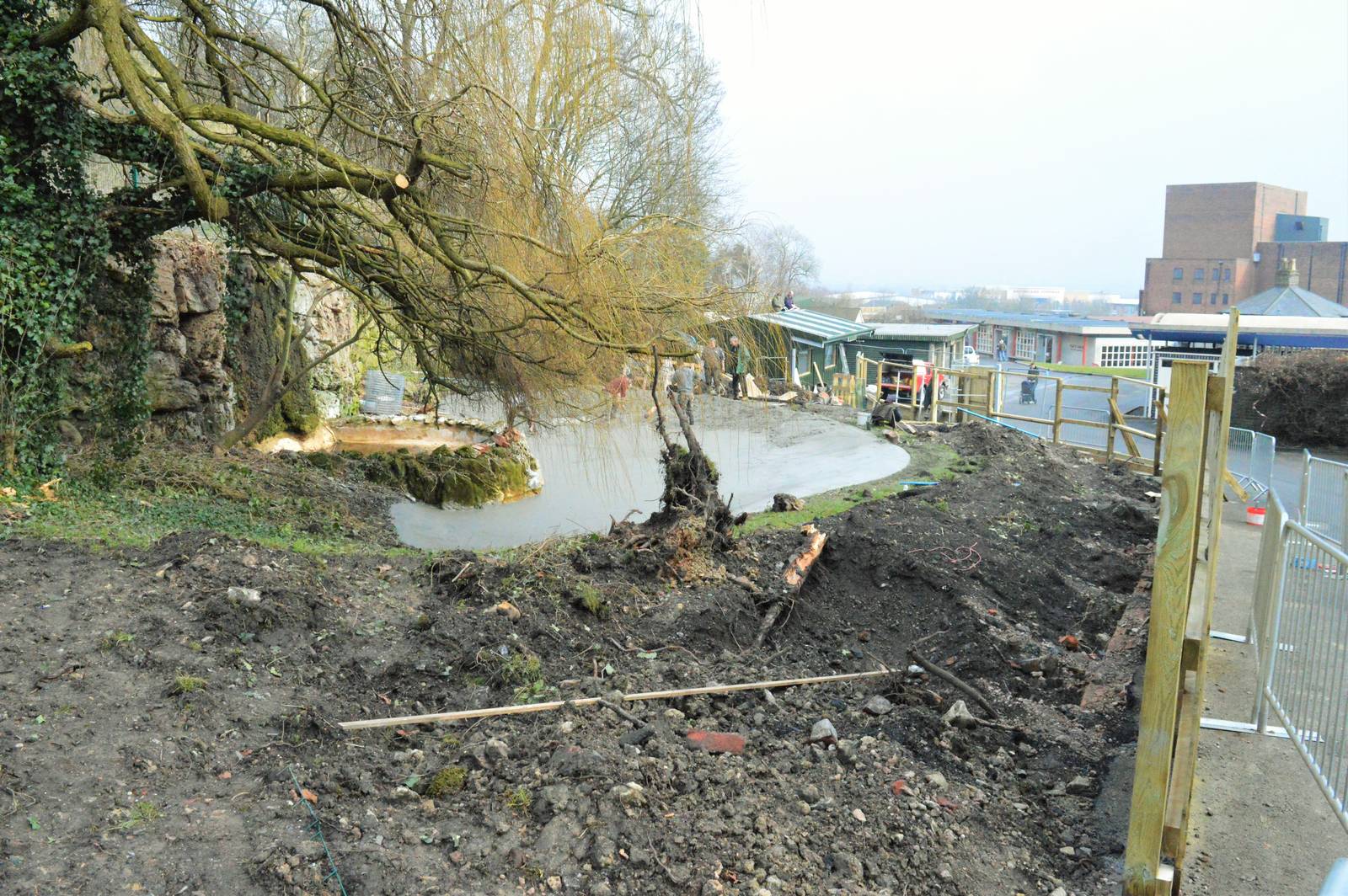 Flamingo enclosure undergoing a revamp.