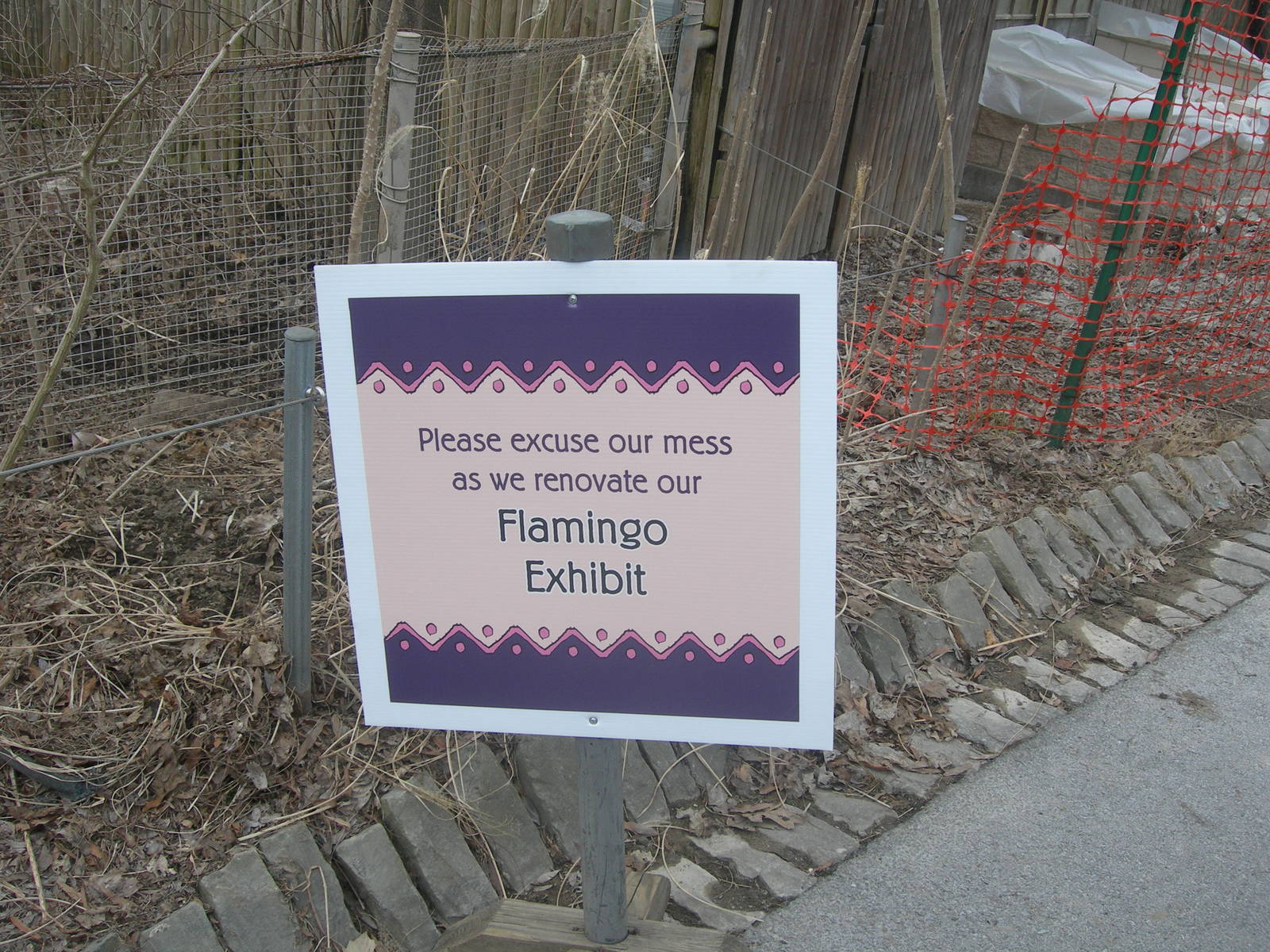 flamingo exhibit renovation sign