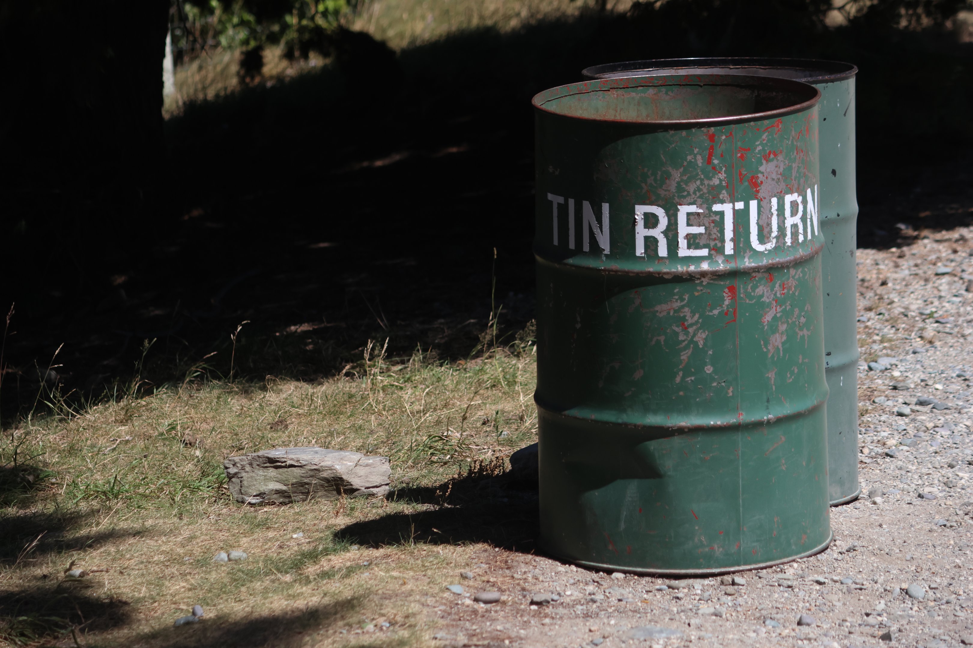 Food tin return barrels, Deer Park Heights (Queenstown)