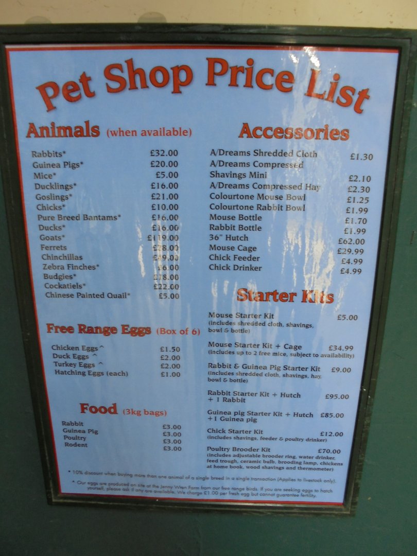 For sale list Jenny Wren farm 2017.