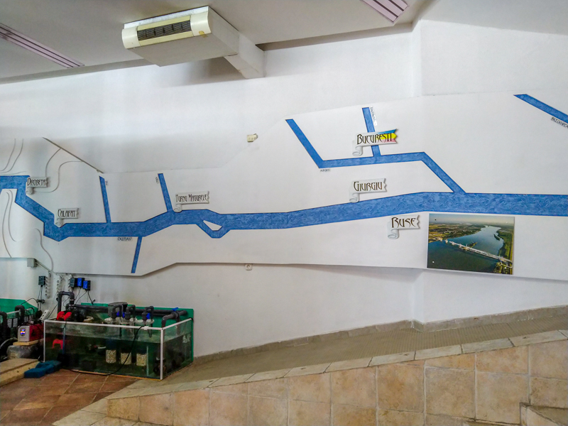 foyer of the aquarium with the course of the river Danube