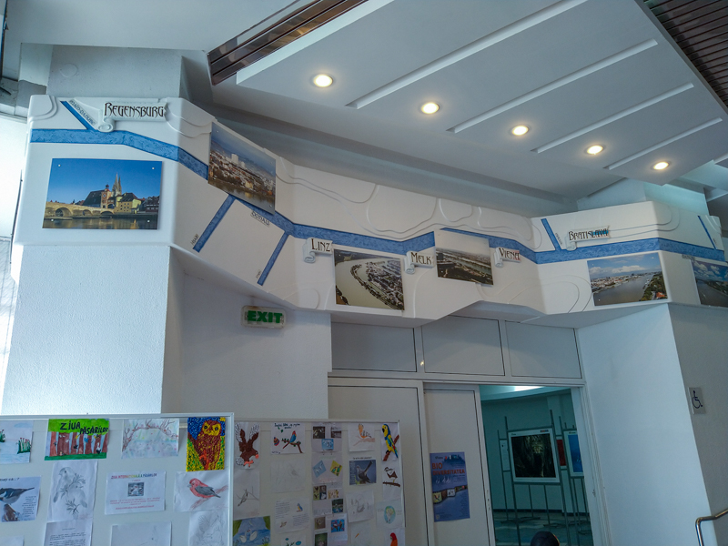 foyer of the aquarium with the course of the river Danube