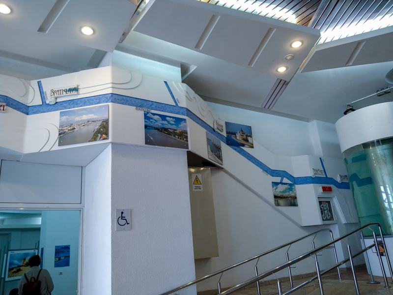 foyer of the aquarium with the course of the river Danube