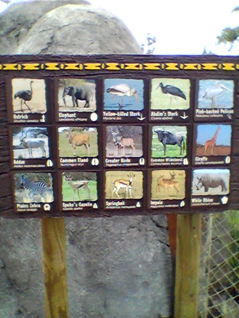 Fresno Zoo African Adventure animal guide sign
