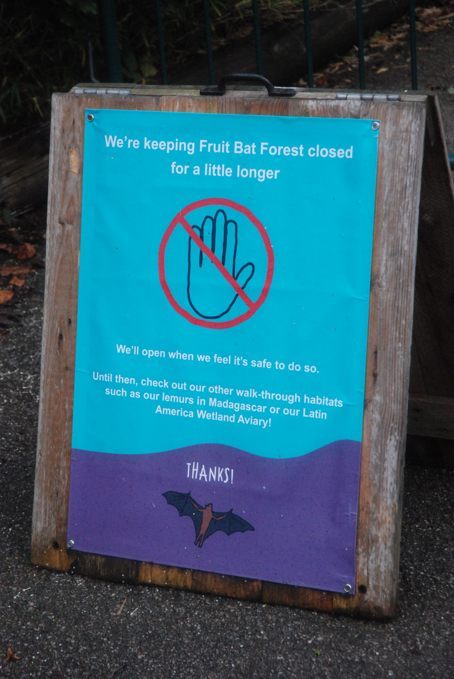 Fruit Bat Forest Signage at Chester, 26th November 2021
