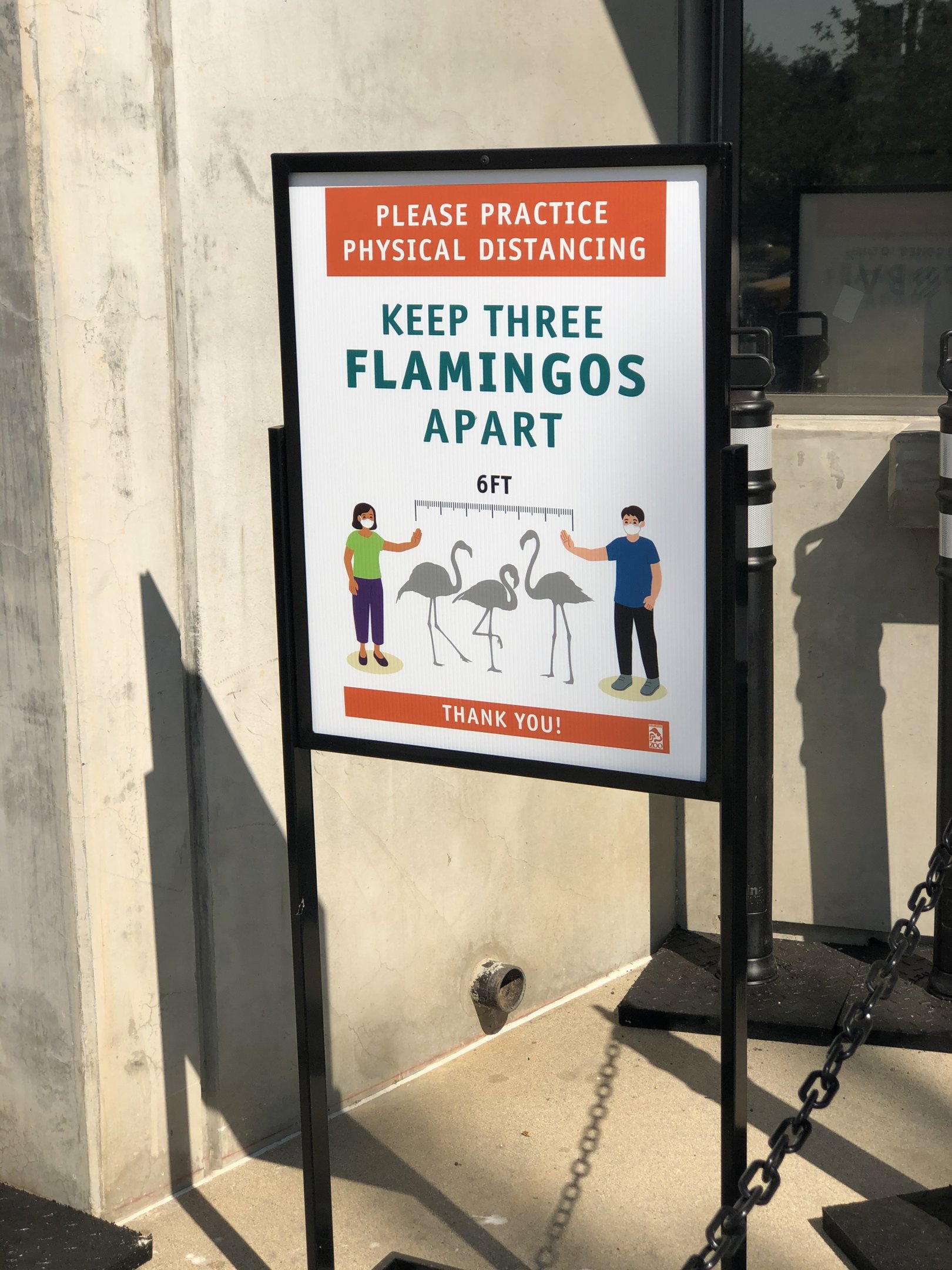 Fun signage of distance to keep apart