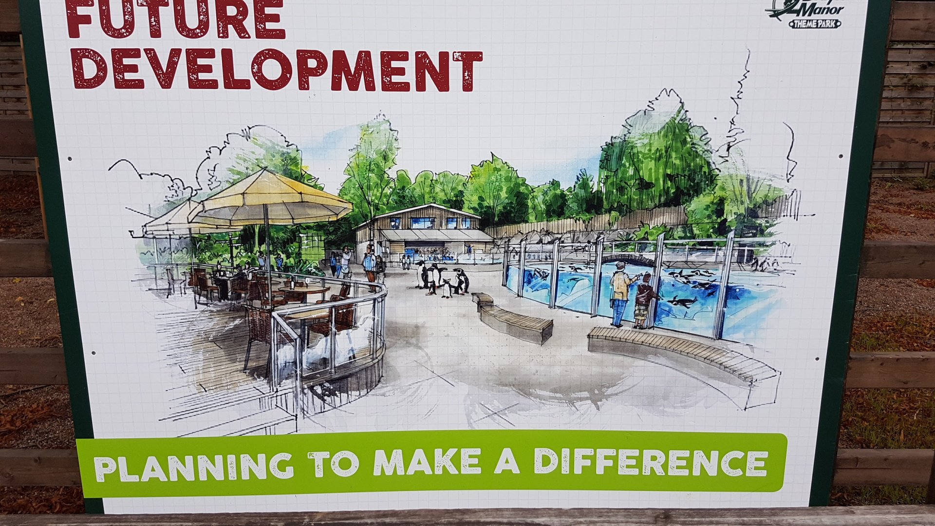 Future development sign - penguin enclosure and eating