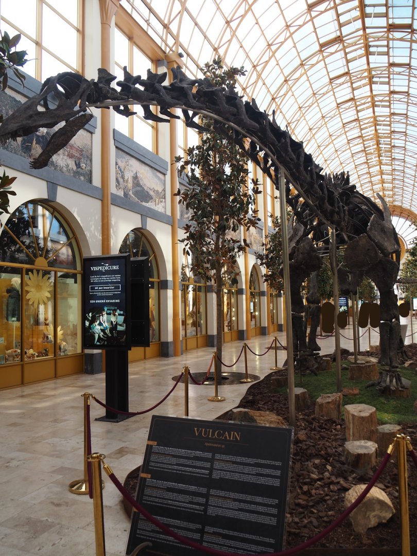 'Gallery of the Worlds' entrance gallery with Apatosaurus skeleton 'Vulcain', 2025-09-01