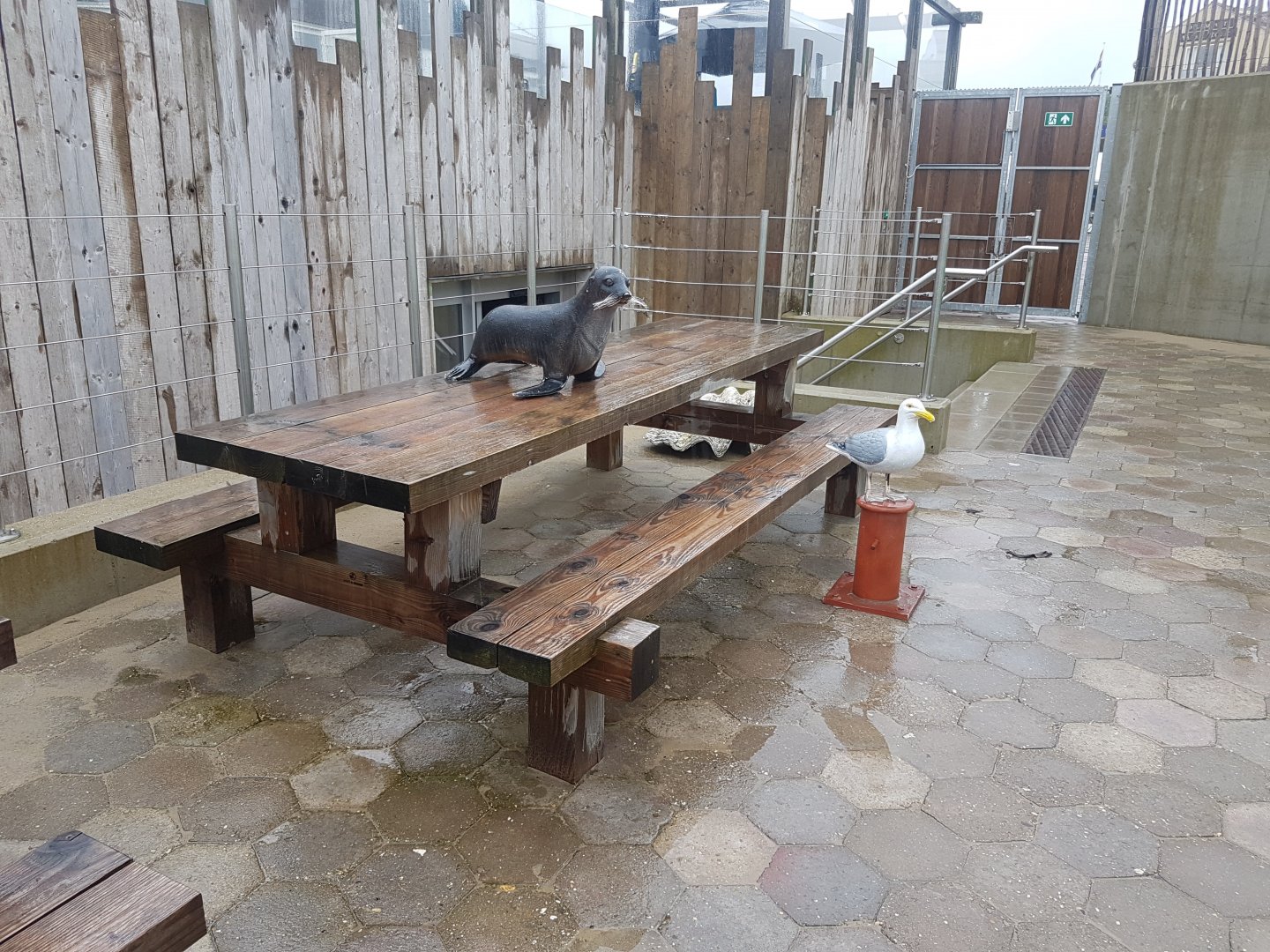 Garden seat in front of Seal-enclosure