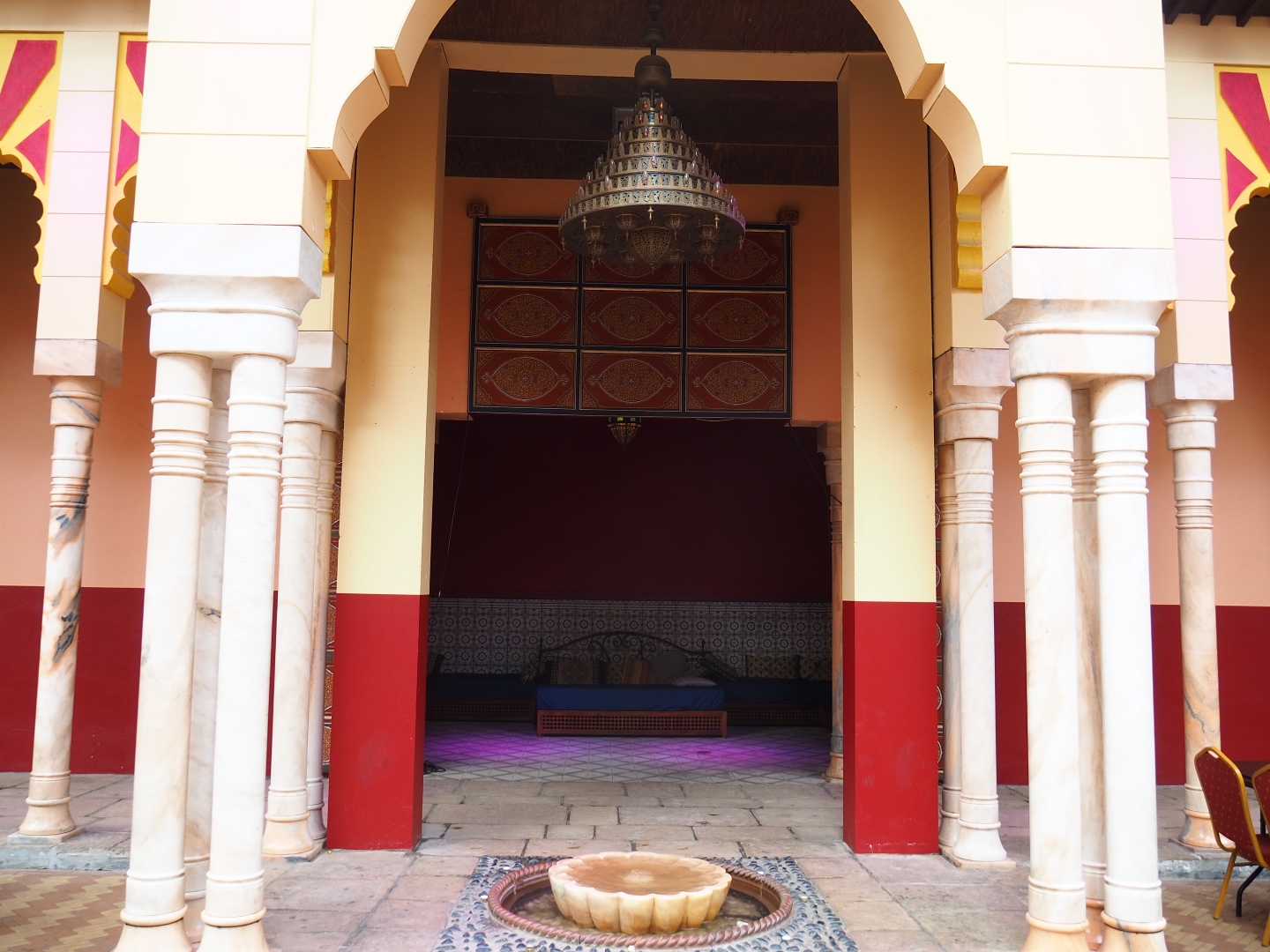 Gaudy bedroom/seating area in the Spanish restaurant (Aug 28th, 2018)