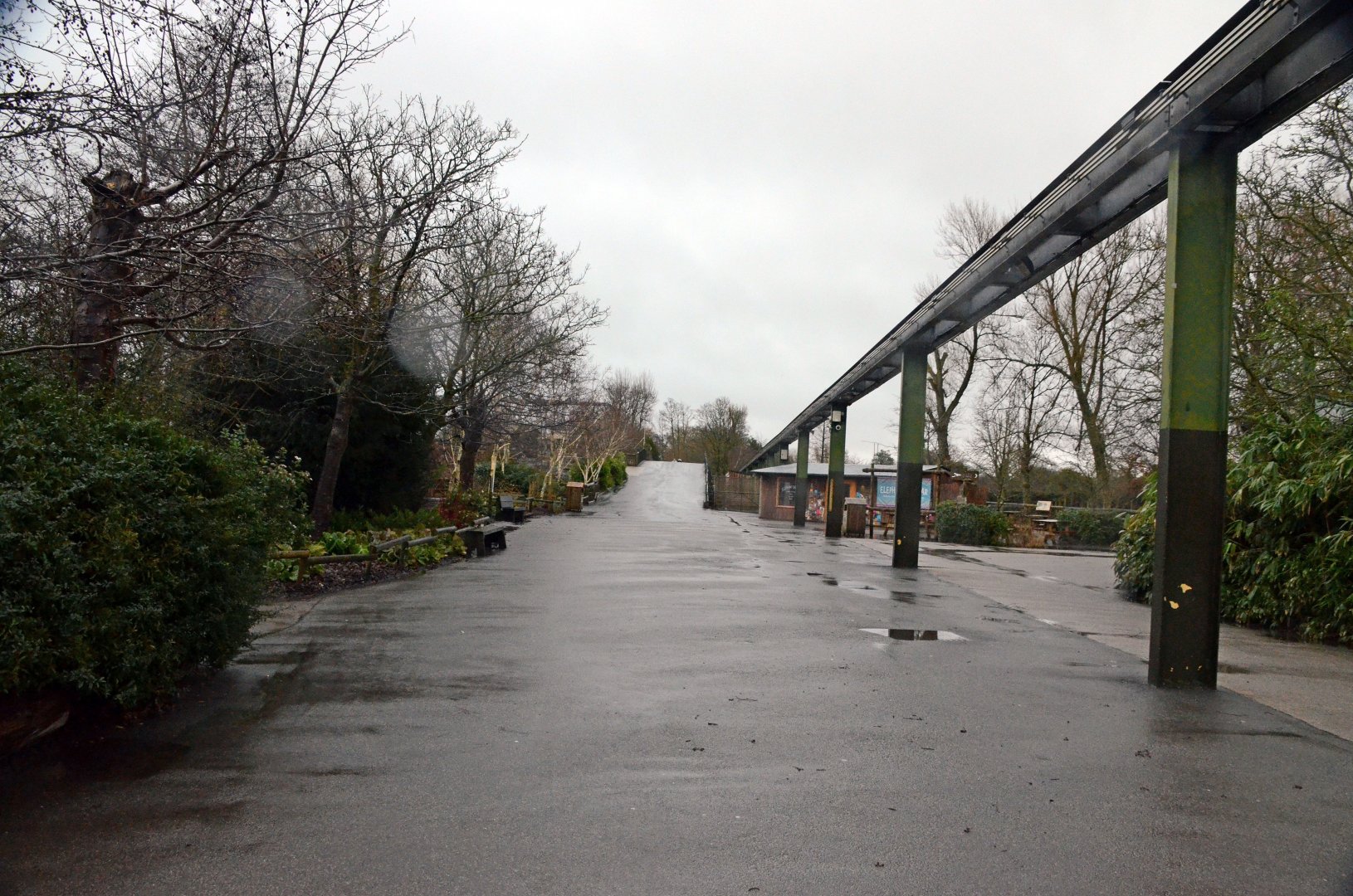 General view from the Monkey house towards the bridge between Elephants & Aviary