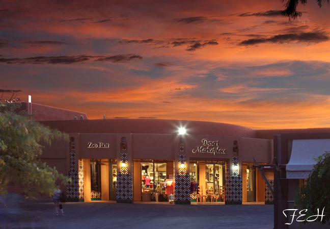 gift shop at sunset