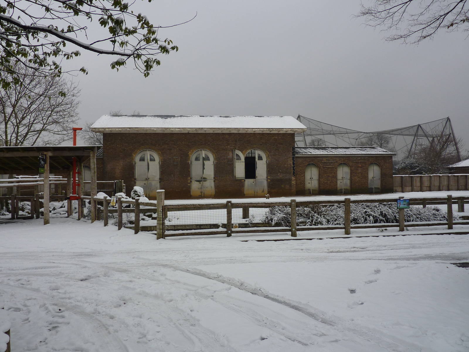 Giraffe enclosure, as seen from outside the zoo.