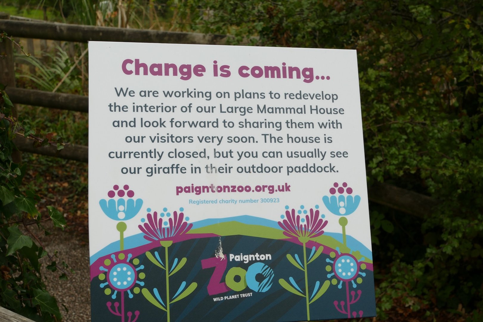 Giraffe House sign, September 2022