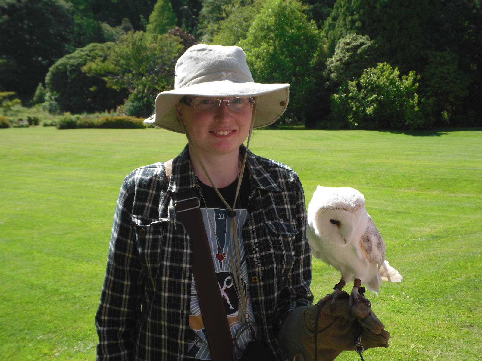 Girlfriend holding Barn Owl "Sparky"