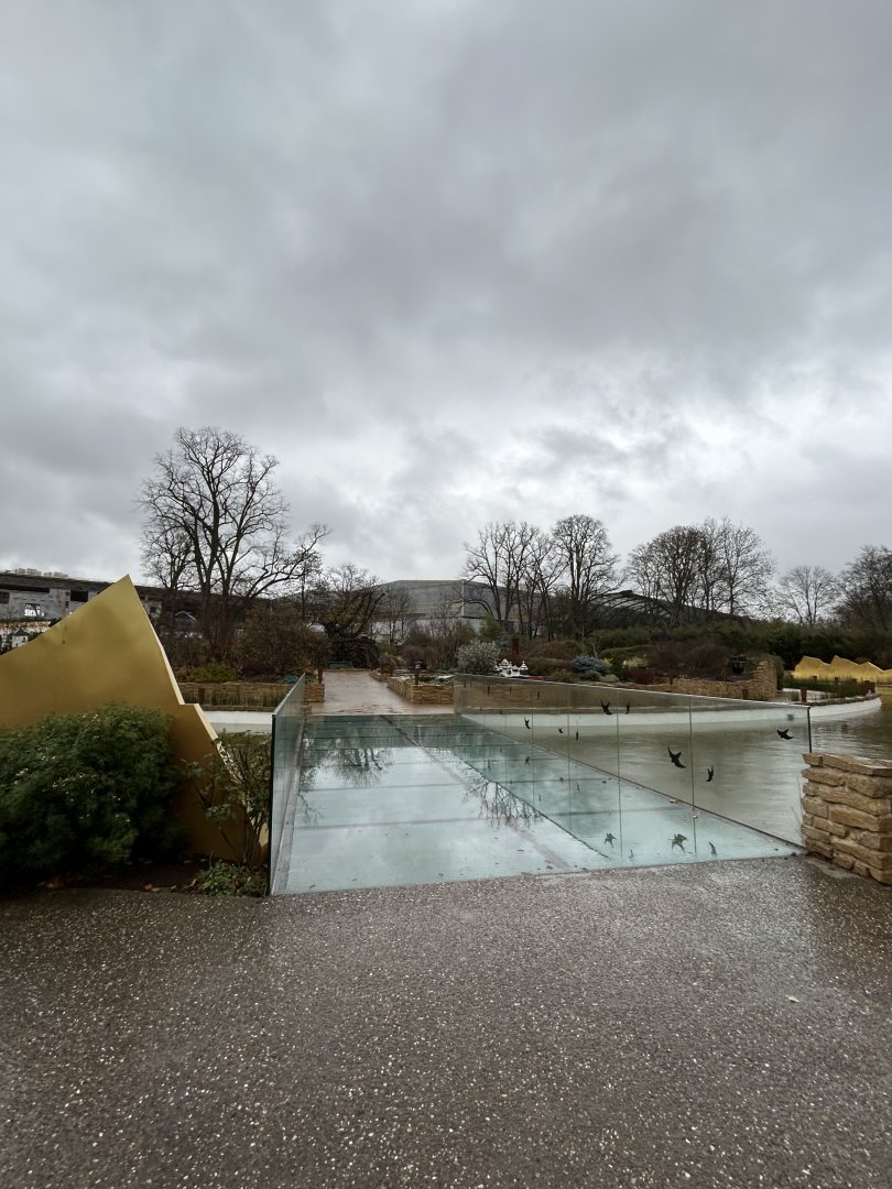 Glass bridge at the entrance