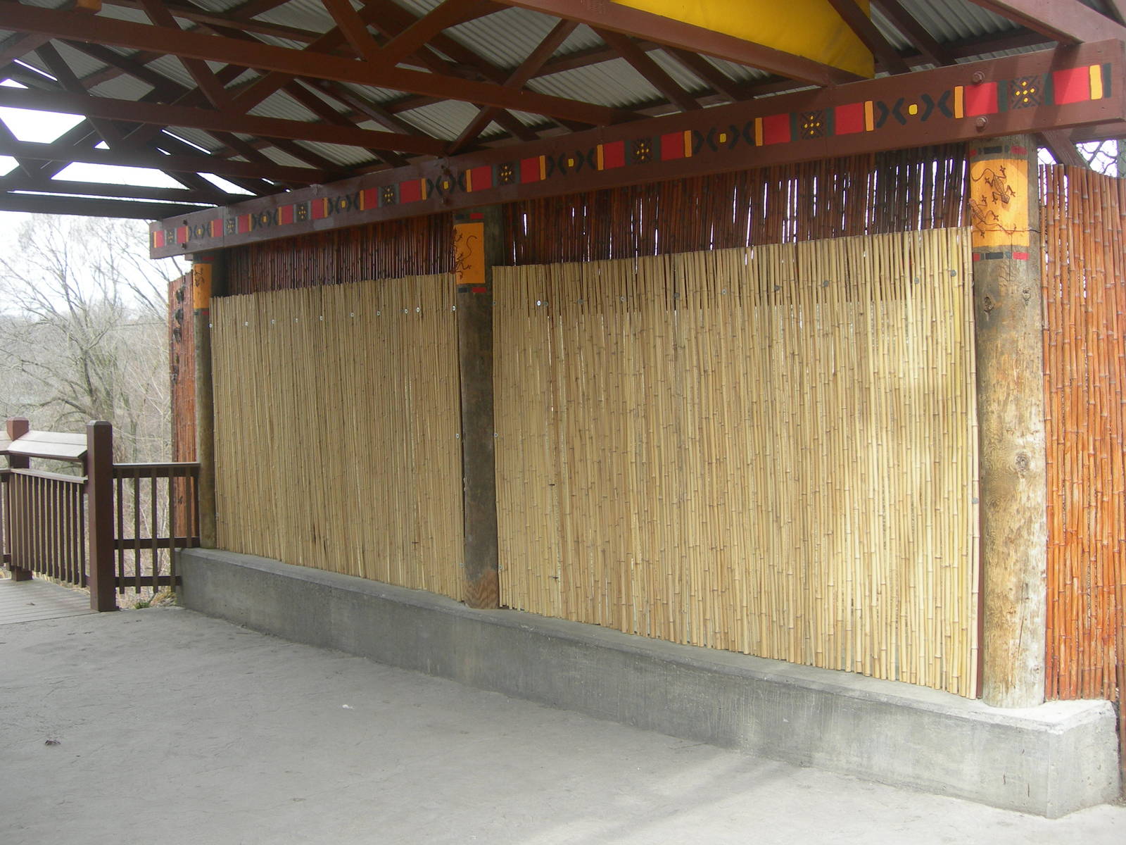 glass viewing for painted dogs boarded uo by bamboo sticks