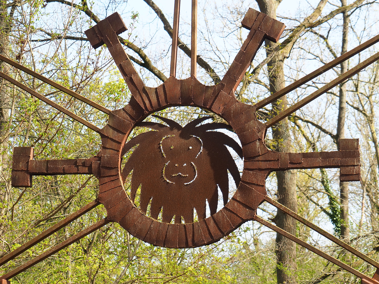 Golden-headed lion tamarin artwork above access to South American primate island, 2022-04-12