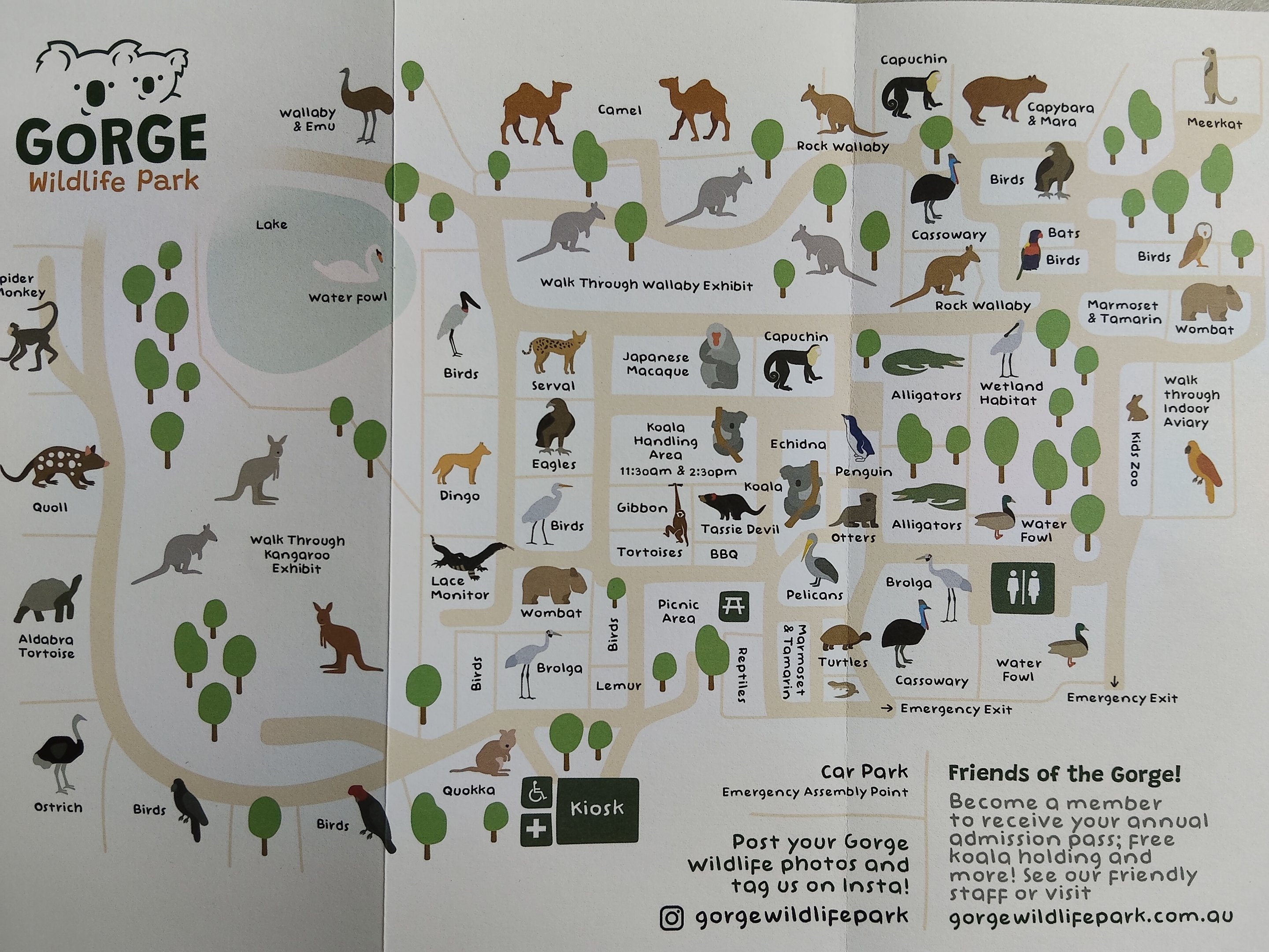 Gorge Wildlife Park map, September 2025
