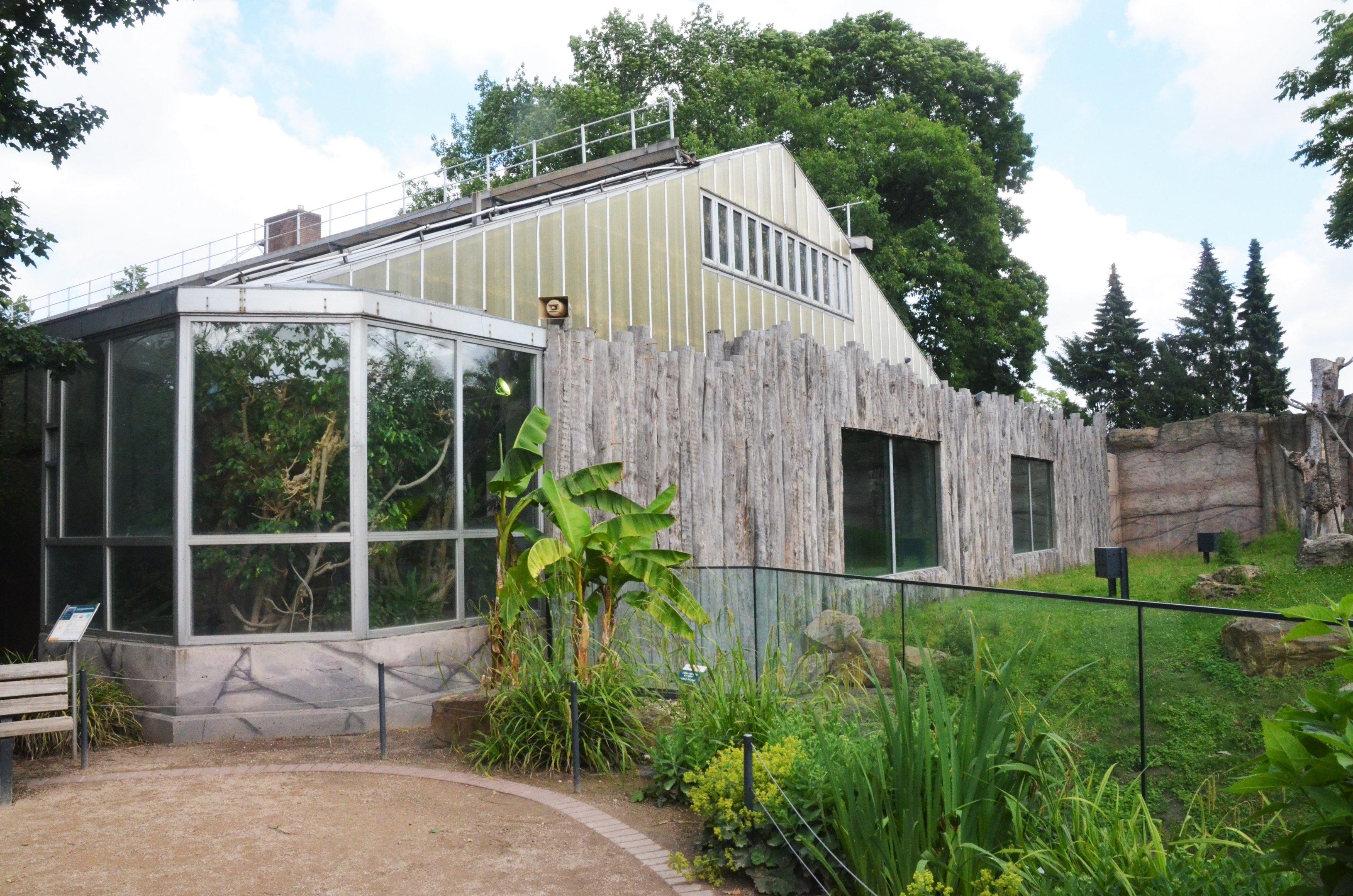 Gorilla Family Group Enclosure and Main Ape House at Krefeld, 15/06/19
