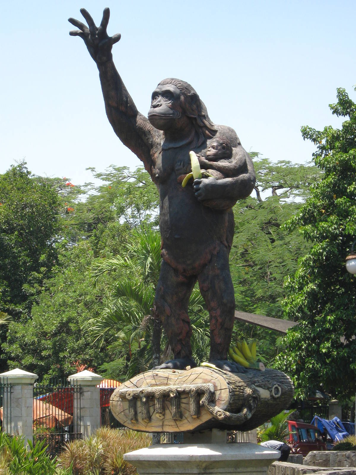 gorilla statue near entrance of Ragunan Zoo