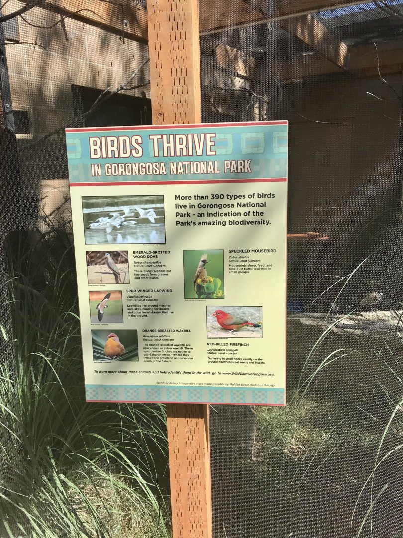 Gorongosa Exhibit - Aviary Sign