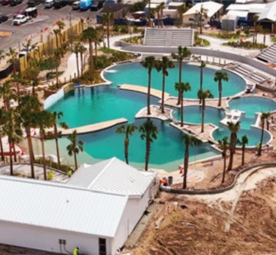 Gulfarium - aerial photo of Dolphin Oasis construction