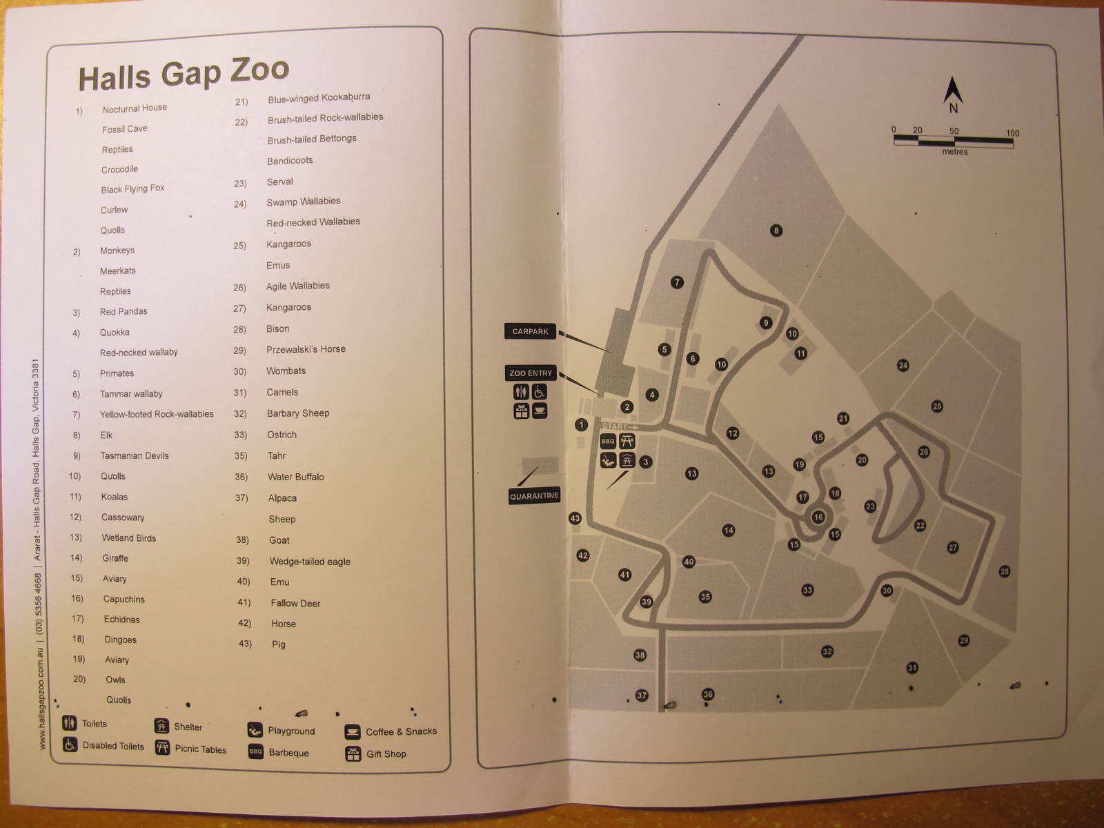 Halls Gap Zoo Map Nov 2013
