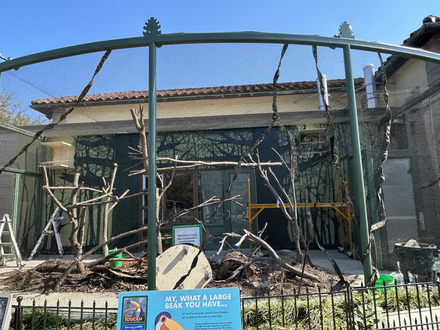 Hamill Family Play Zoo- the toucan/seriema exhibit is getting a refresh.