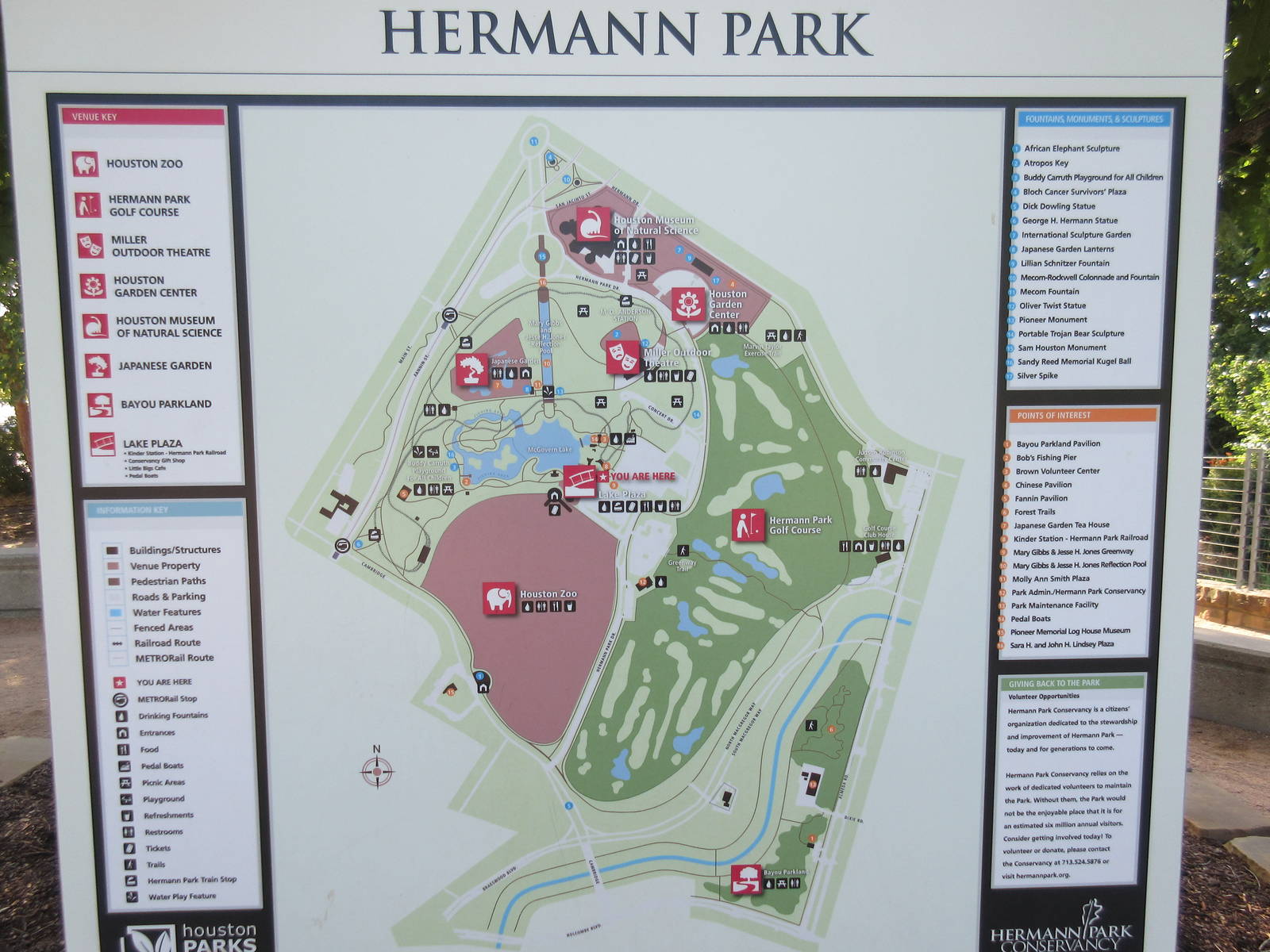 Hermann Park Map - includes zoo and museum of natural science