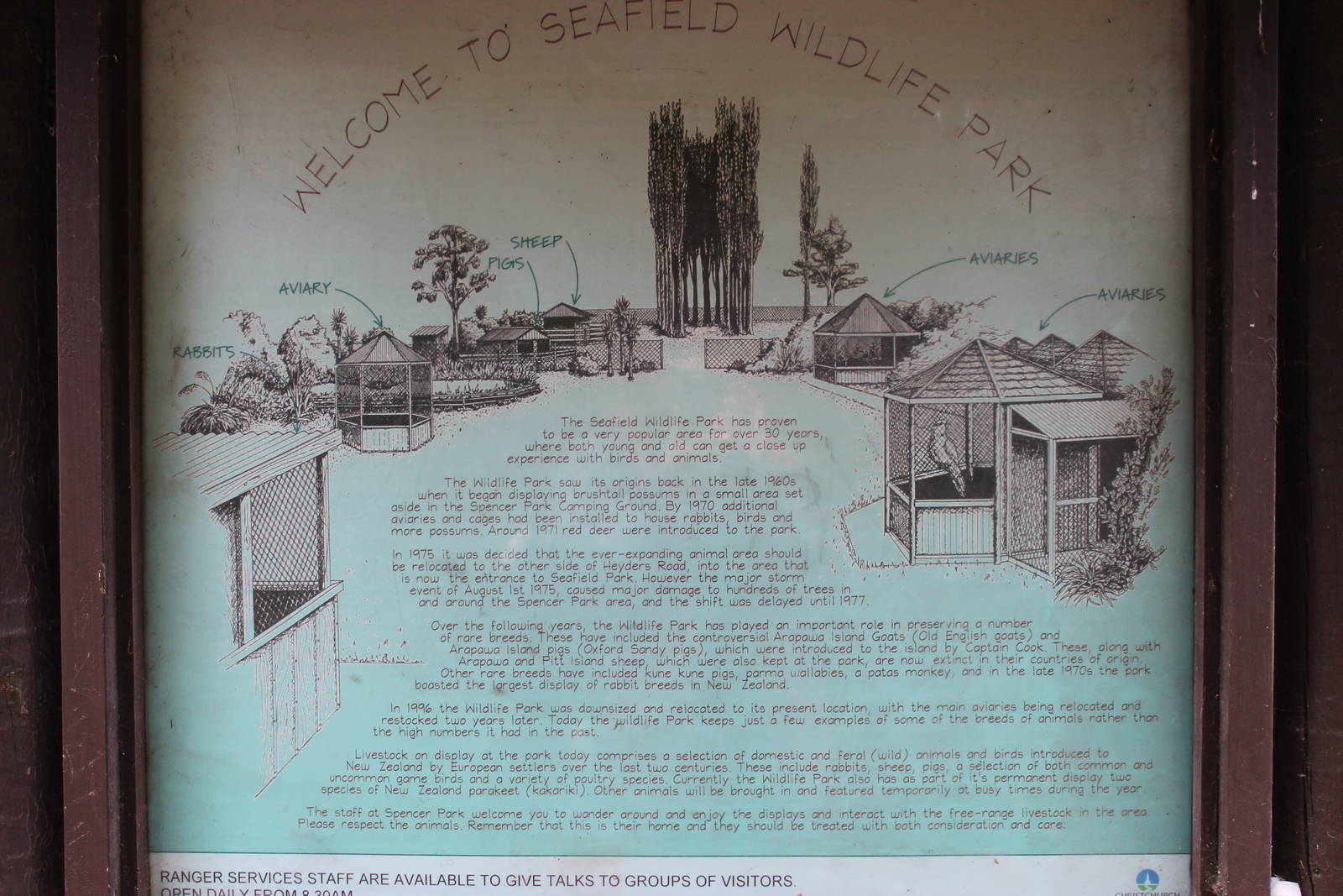 historical signboard, Seafield Wildlife Park