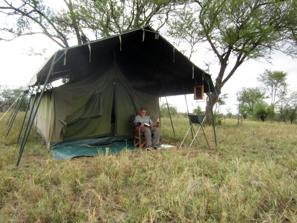 Hix at a private tented camp in the park