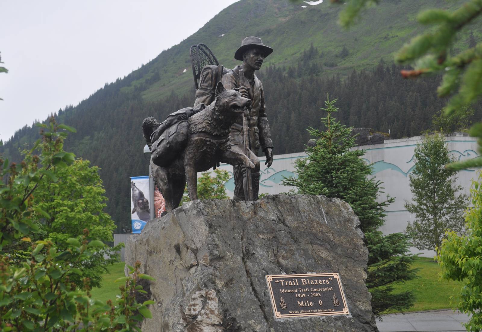 Iditarod Trailblazers Sculpture on SeaLife Center Grounds