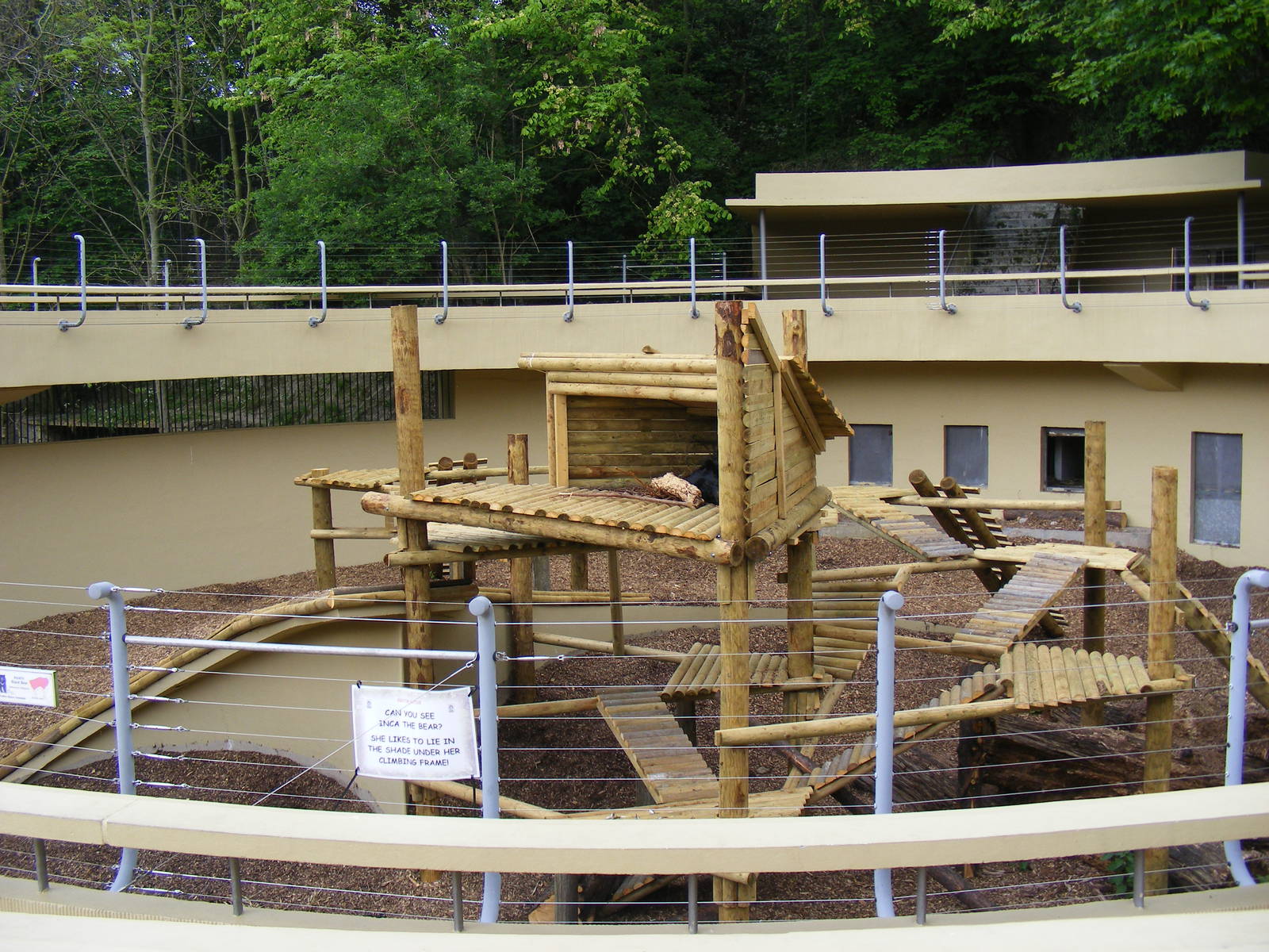 Inca the Asiatic black bear's completed enclosure at Dudley Zoo, 29 April 2