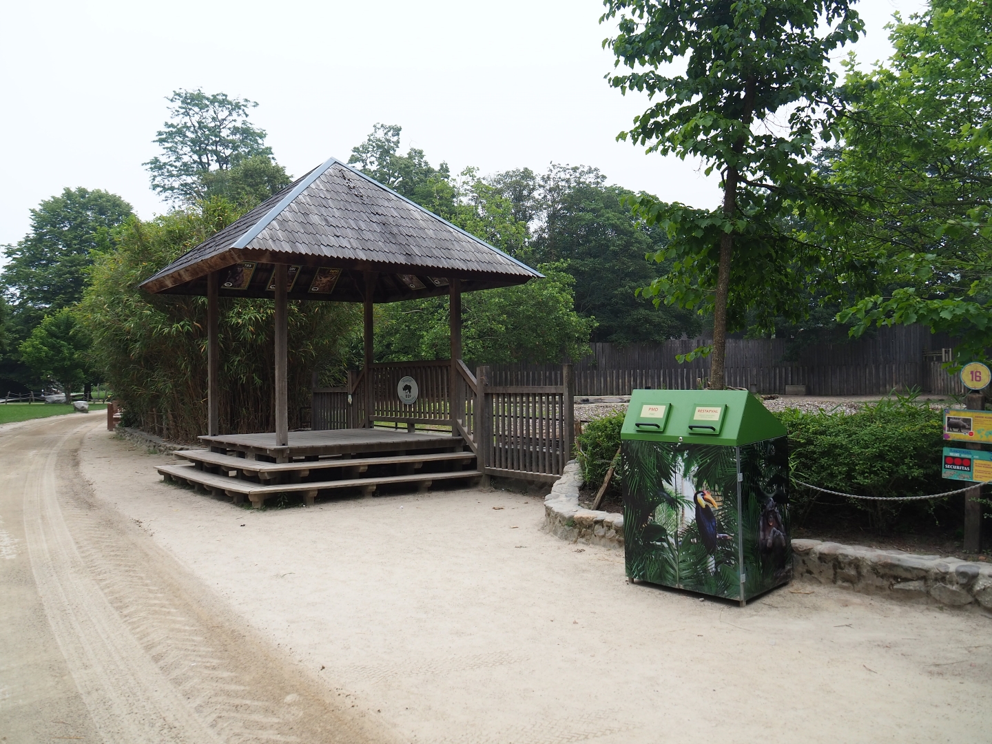 Indian rhinoceros viewing area and new themed waste containers, 2019-06-26