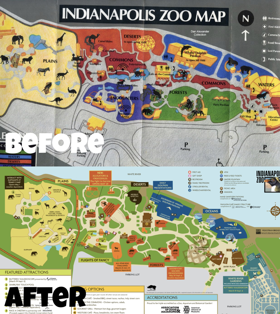 Indianapolis Zoo Map 1988 & 2021