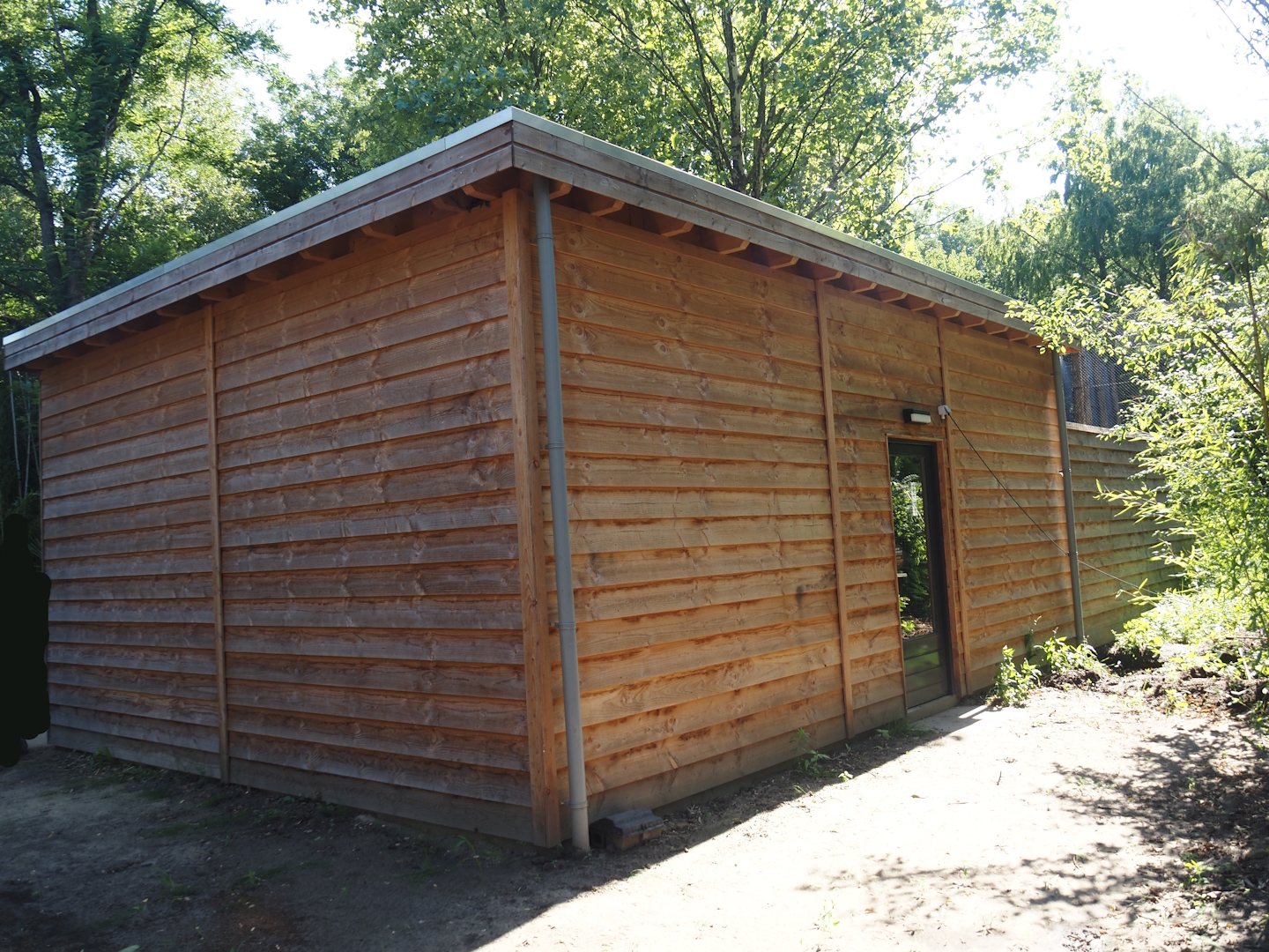 Indochinese clouded leopard house, backside with keeper entrance, 2025-08-03