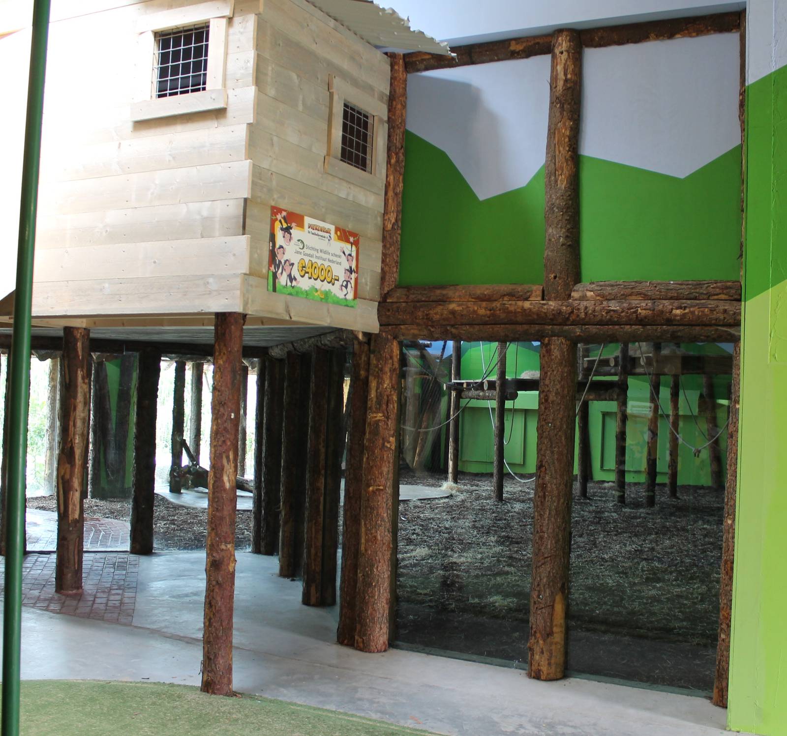 Indoor chimp enclosure