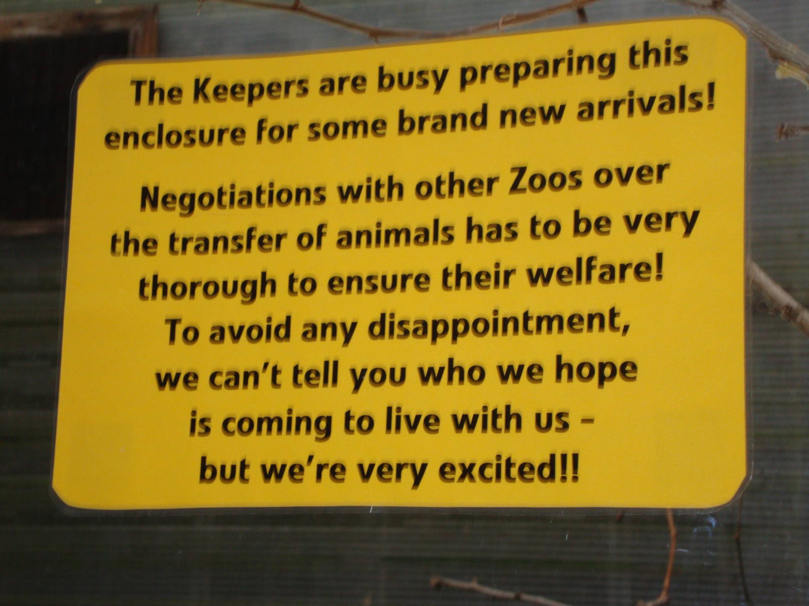 Infomation sign about new species on old Toucan exibit window