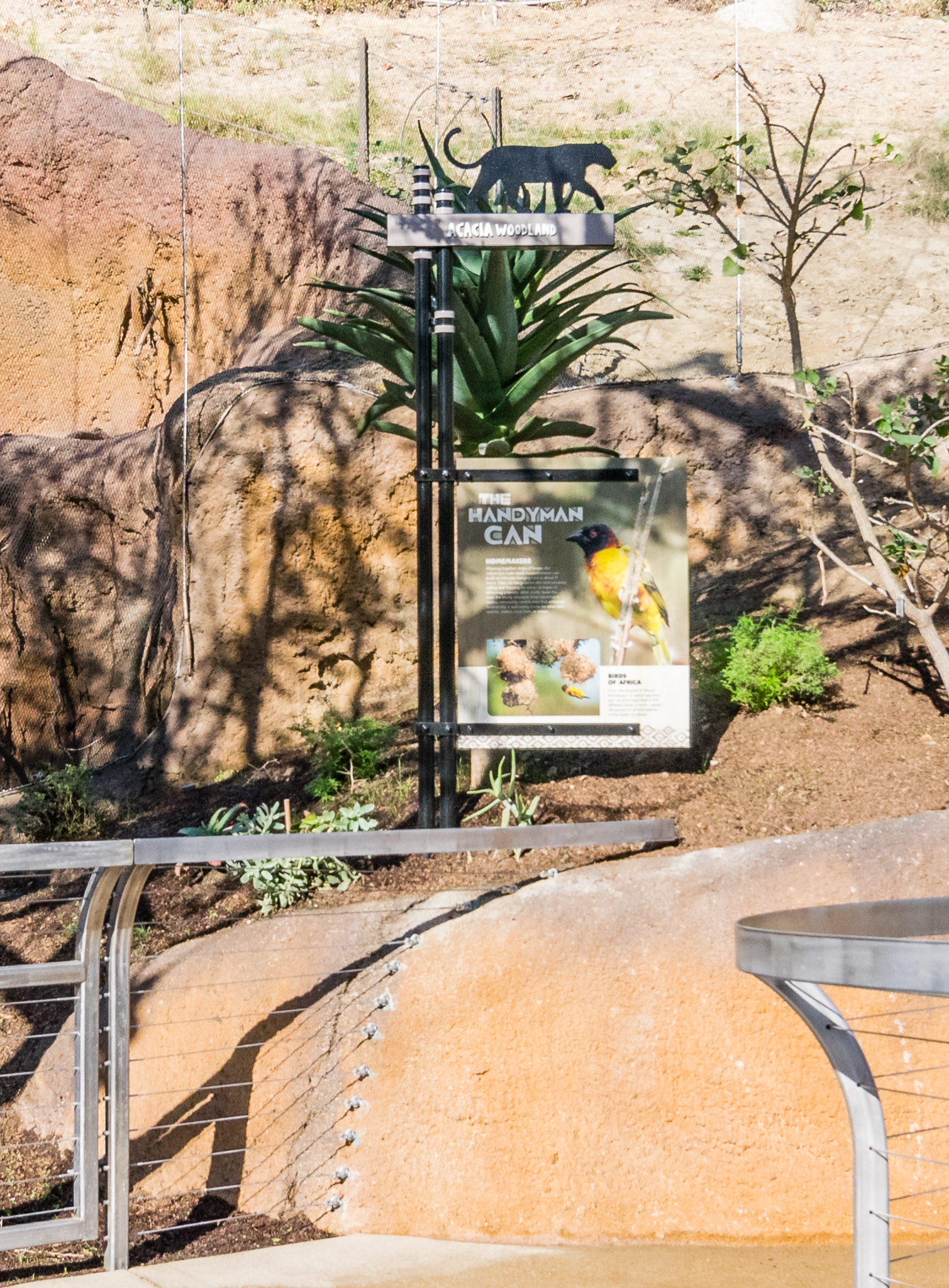 Information sign inside lower aviary.