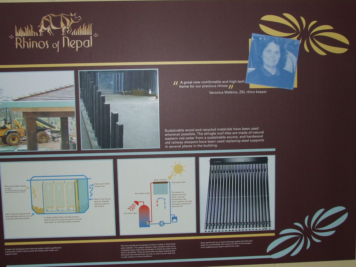 Information table of the Greater One-horned Rhino House, Rhinos of Nepal ex