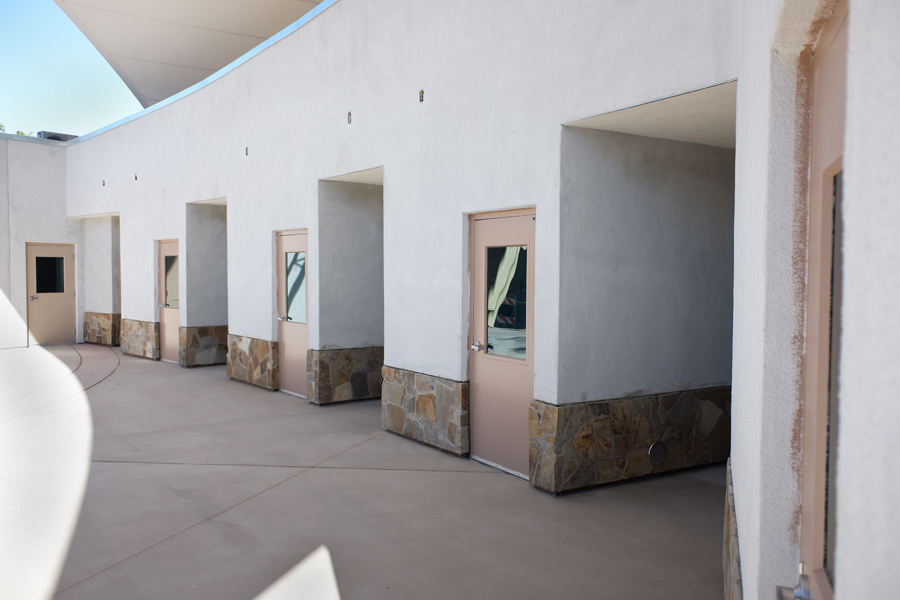 inside of entry building (new facade)