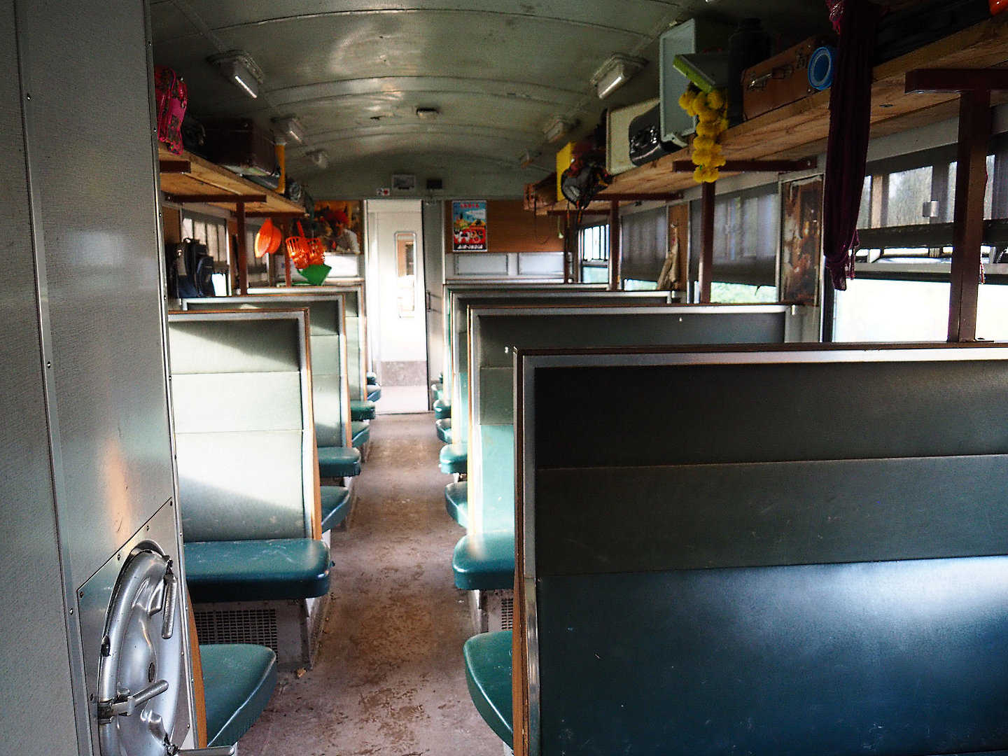 Inside of old train car used as theming and for education, 2020-01-11
