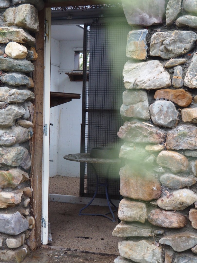 Inside of the waldrapp shed, 2020-01-11