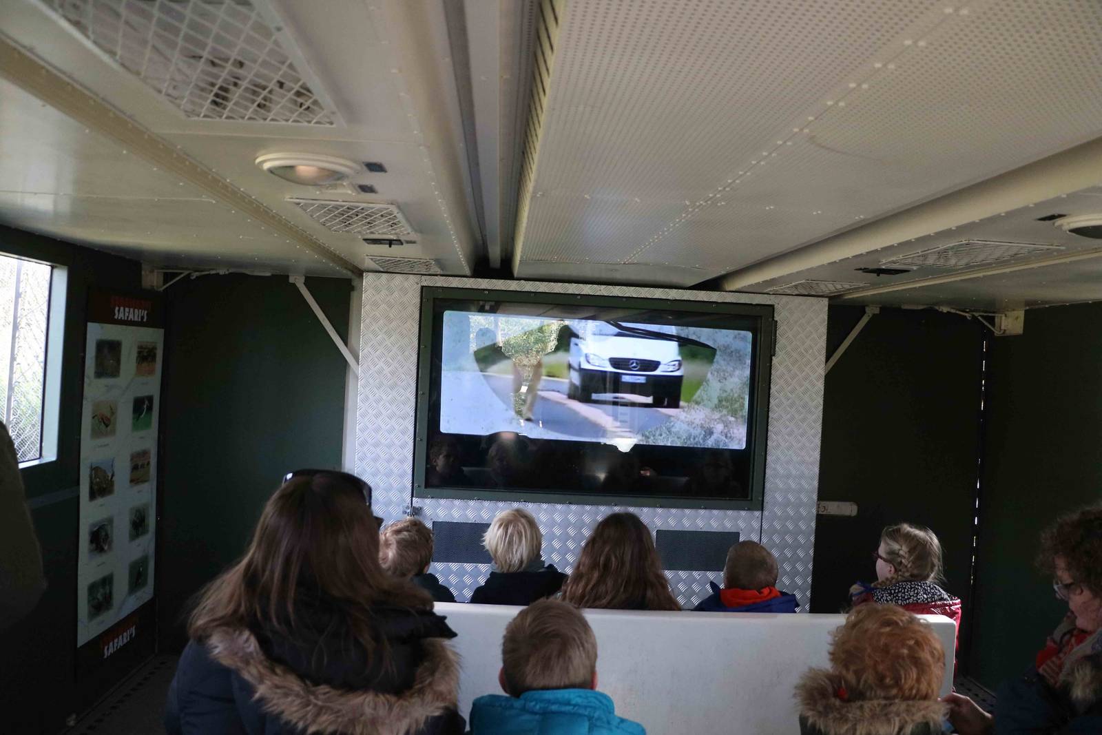 Inside the lion viewing truck, February 2016