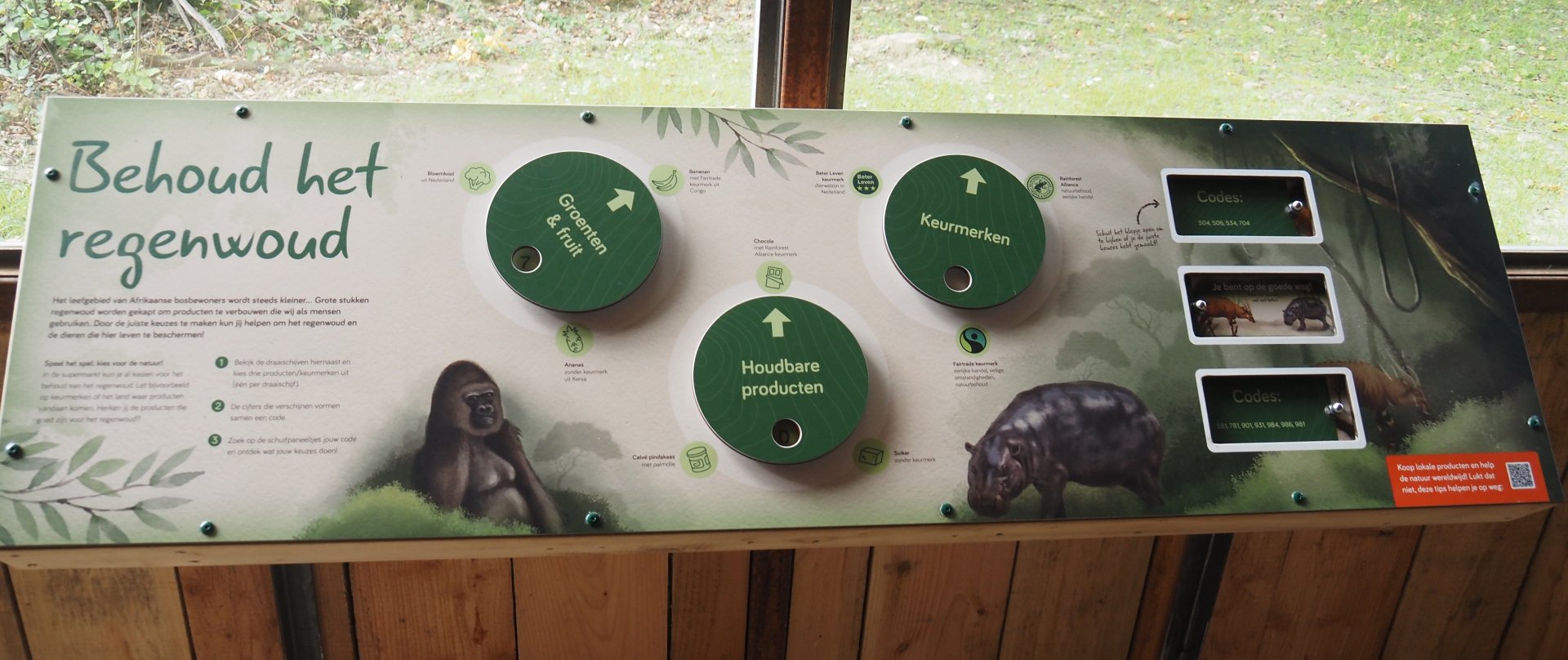 Interactive sign about buying sustainable rainforest products, 2025-09-30
