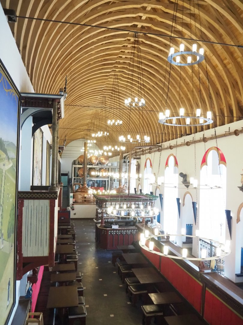 Interior of "La Brasserie" brewery and tavern building, 2023-05-16