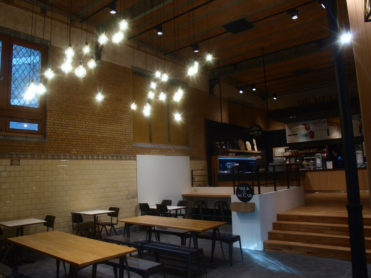 Interior of Latteria restaurant in Melkerij building